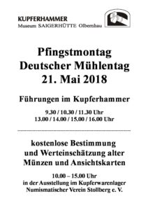 Pfingstmontag Deutscher Mühlentag - Führungen im Museum Kupferhammer @ Museum Kupferhammer Saigerhütten-Gelände