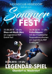 Sommerfest mit Fußball Niederdorf - Oberdorf @ Sportplatz Heidersdorf