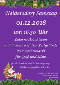 Laternen-Anschieben und Weihnachtsmarkt @ Rathaus und Festgelände Heidersdorf