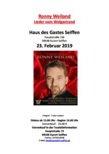 Ronny Weiland "Lieder vom Wolgastrand" @ Haus des Gastes Seiffen