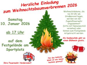 Weihnachtsbaumverbrennen - Heidersdorf @ Festgelände Heidersdorf (Sportplatz)